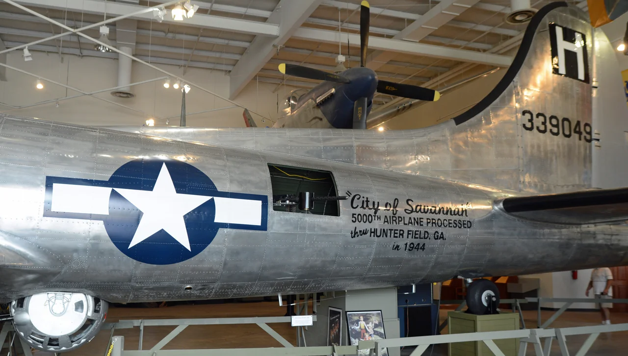 Tail of B-17 being restored at the Mighty Eighth Air Force Museum, Pooler, Georgia, US